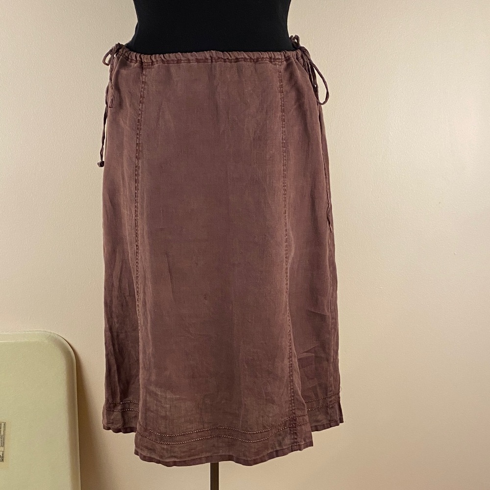 Vintage-look Linen Midi Skirt — Chocolate Brown 🤎